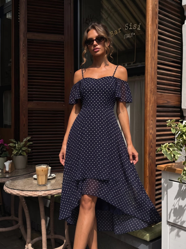 Off-Shoulder High-Low Chiffon Bridesmaid Dresses