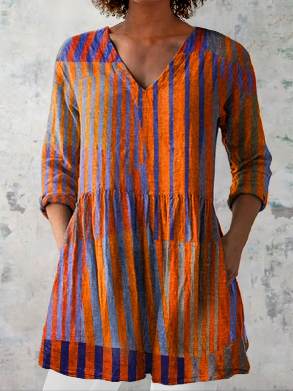 Nadia — Long Blouse with V-Neck