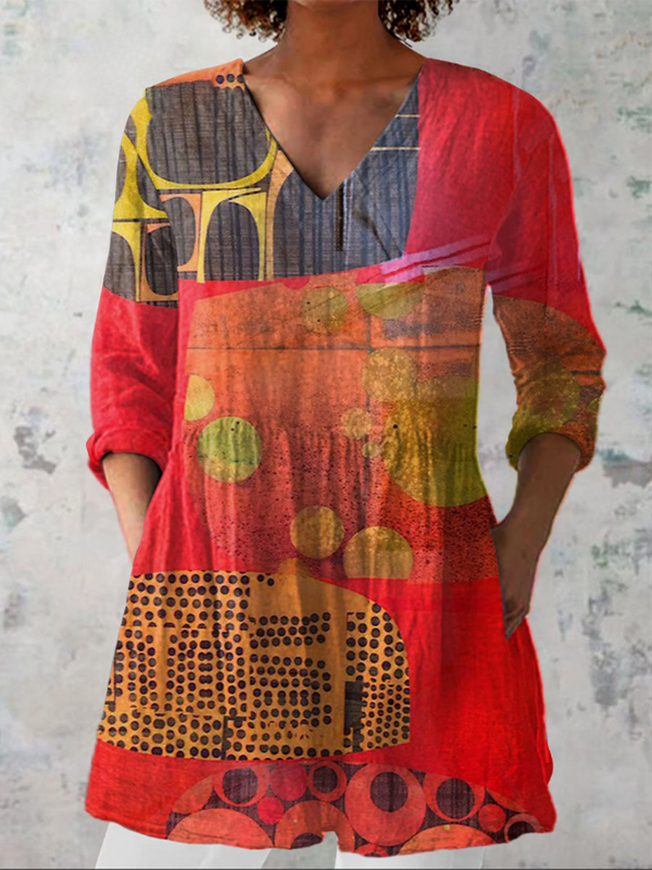 Lucie — Long Blouse with V-Neck