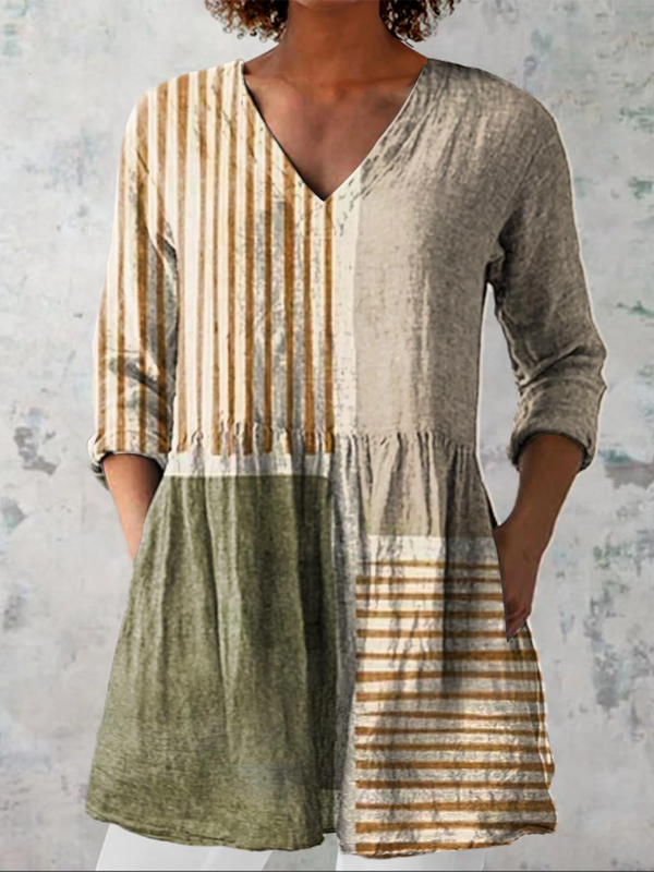 Camille — Long Blouse with V-Neck