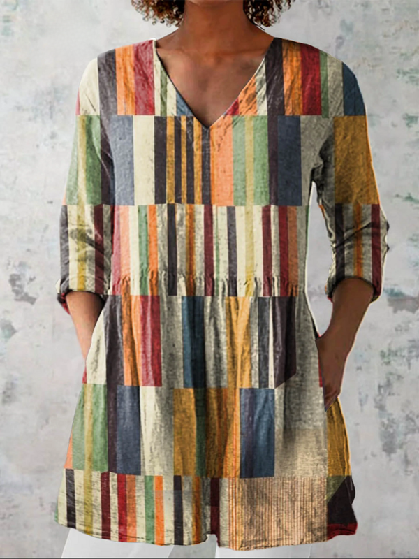Chloe — Long Blouse with V-Neck