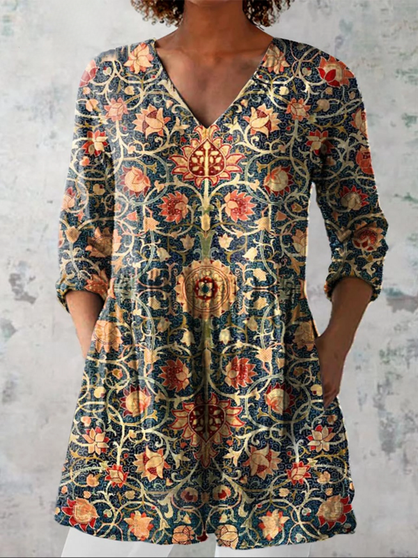 Celine — Long Blouse with V-Neck