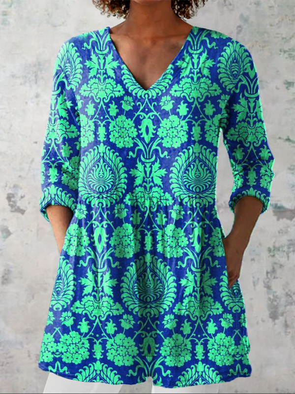Ines — Long Blouse with V-Neck