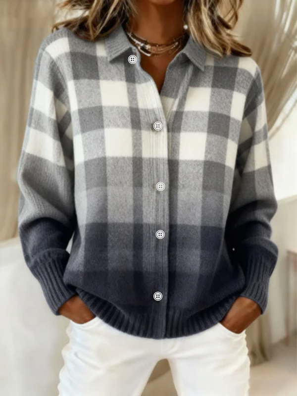 Marielle — Checked Hoodie Blouse
