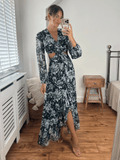 Sasha Corsage Cut Out Maxi Dress, Green Floral
