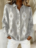Renae — Elegant Knit Hoodie Blouse with Diamond Pattern