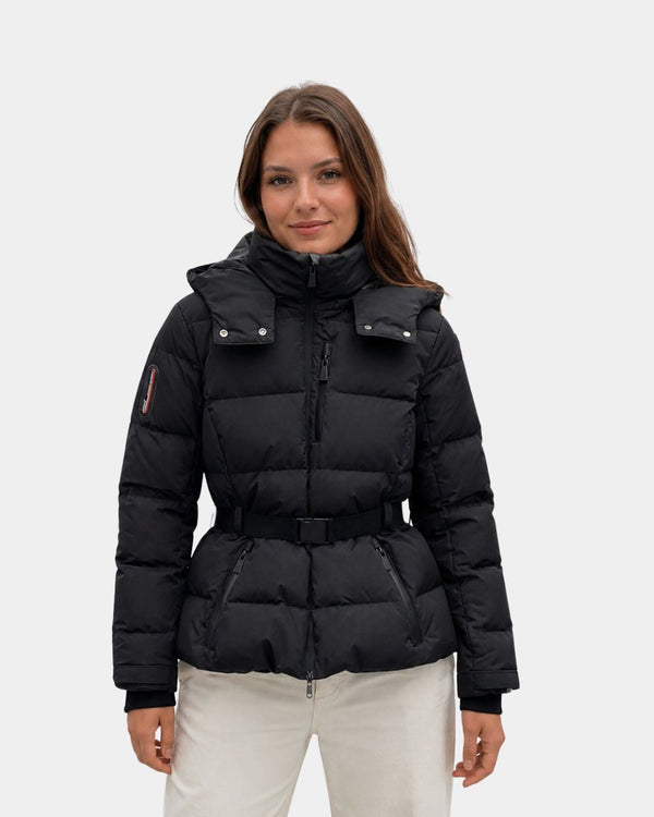 Eléanne Black Belted Puffer Coat