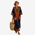 Long Kaftan Navy Tribal Border