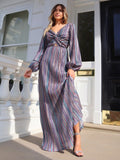 Mila Stripe Sparkle Long Sleeve Maxi Dress