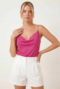 Astra Knitted Fix Cowl Neck Top, Pink