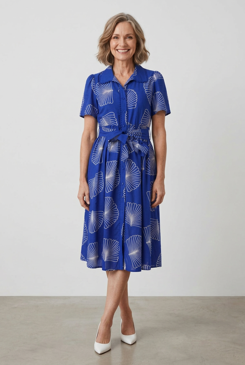 Cobalt Tie Front Shirt Dress