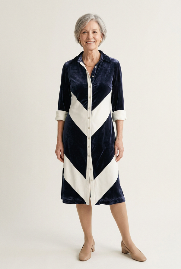 Diane Navy Colour-Block Midi Dress