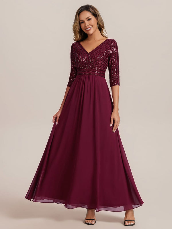 Sexy V Neck Sequin Evening Dresses