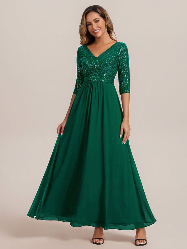 Sexy V Neck Sequin Evening Dresses