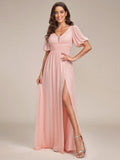 Short Sleeve Front Slit Evening Dress (Final Sale)