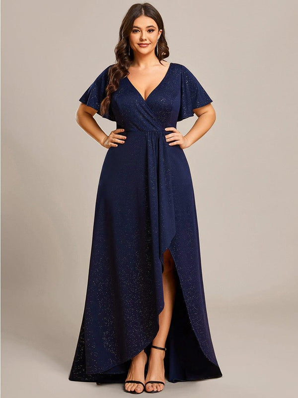 Plus Size Glittering High-Low Evening Dress