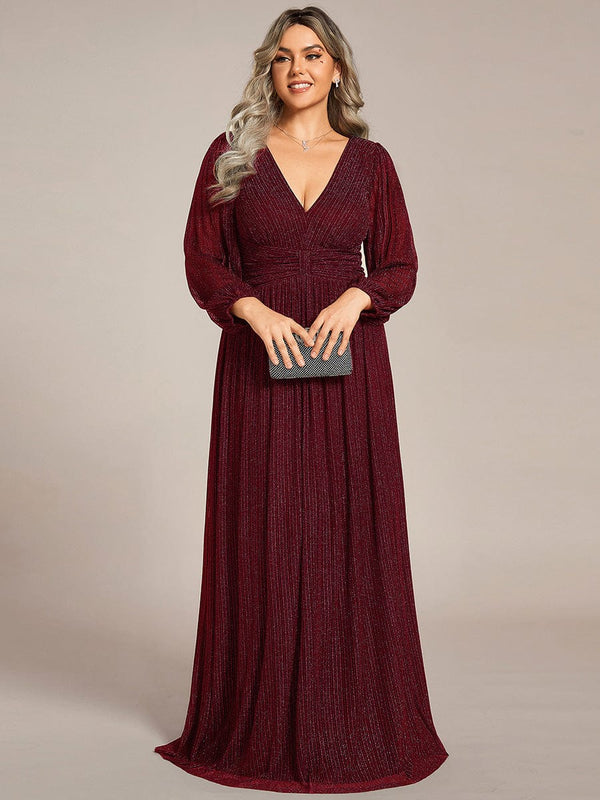 Plus Size Sparkle Long Sleeve Formal Evening Dress