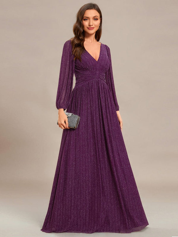 Sparkle Long Sleeve Formal Evening Dress