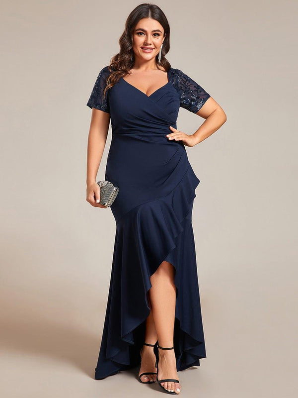Plus Size High-Low V-Neck Bodycon Fishtail Evening Dresses