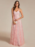 Floral Empire Waist Spaghetti Strap Dress with V-Neck In Pink