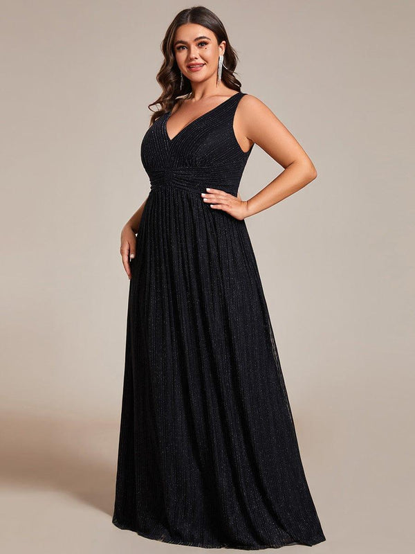 Plus Size V-Neck Sleeveless A-Line Evening Dress