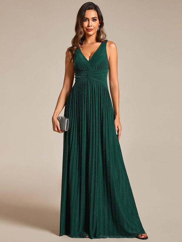 V-Neck Sleeveless A-Line Evening Dress