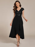 Sequin Asymmetrical Midi Wedding Guest Dress