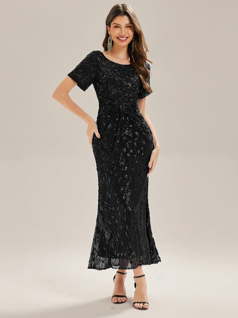 Sequin Mermaid Round Neck Evening Dress