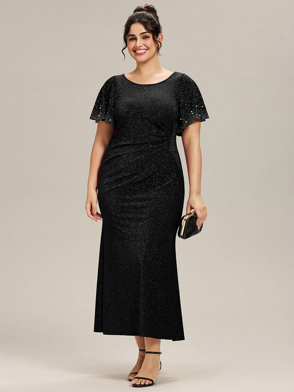 Plus Size Beaded Knit Evening Dress