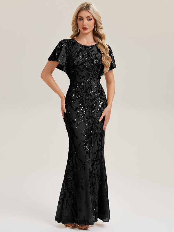 Beaded Sequin Mermaid Evening Dress