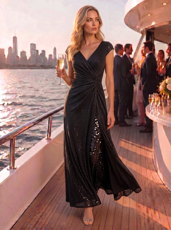 Knotted Knit Cap Sleeve Dress