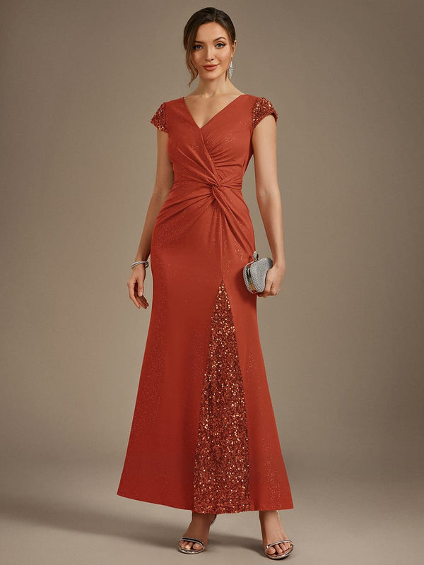 Knotted Knit Cap Sleeve Dress