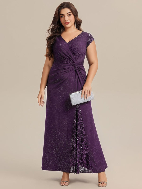 Plus Size Knotted Knit Cap Sleeve Dress