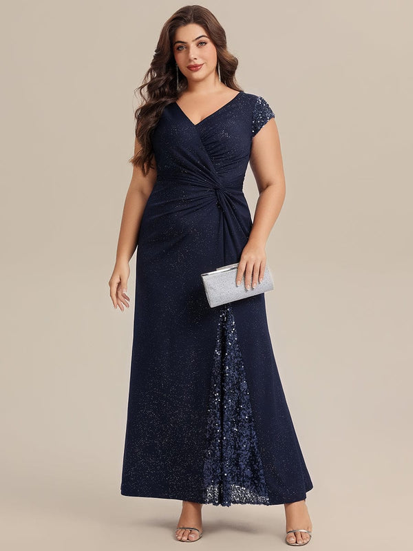 Plus Size Knotted Knit Cap Sleeve Dress