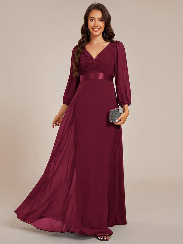 Chiffon Long Sleeve Empire Waist Maxi Bridesmaid Dress