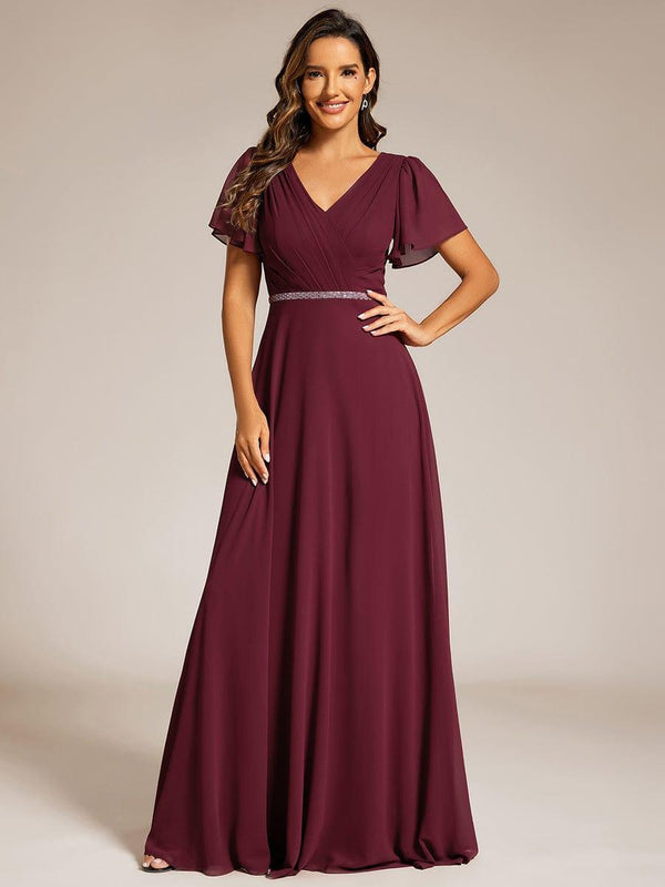 Chiffon A-Line Pleated Evening Dress