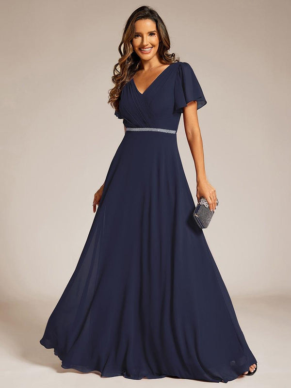 Chiffon A-Line Pleated Evening Dress
