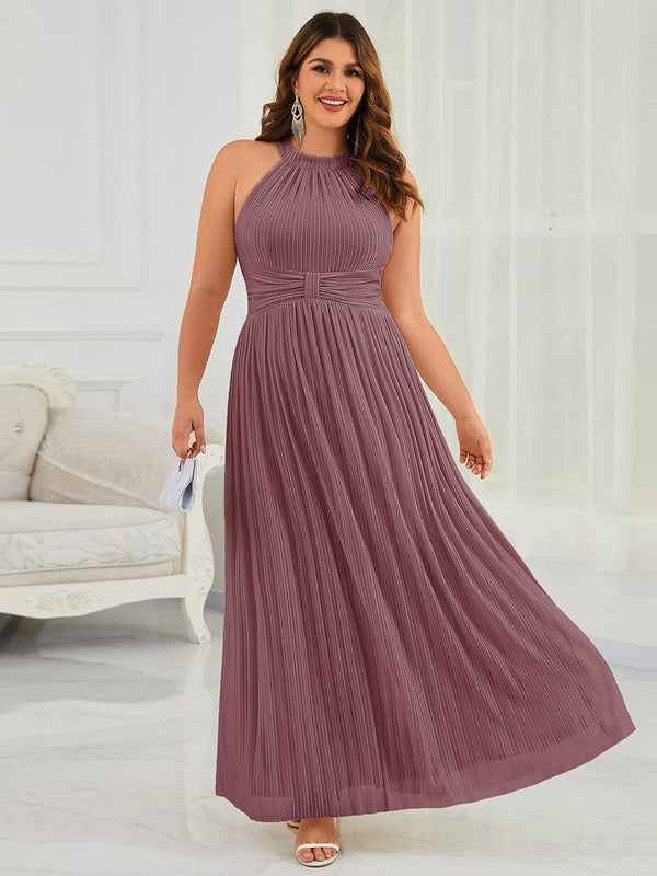 Plus Size Sparkle Halter Neck Formal Evening Dress