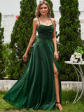 High Slit Cowl Neck Sequin Sleeveless Wedding Guest Dress