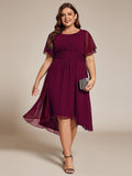 Plus Size Chiffon Round Neckline A-Line Midi Wedding Guest Dress