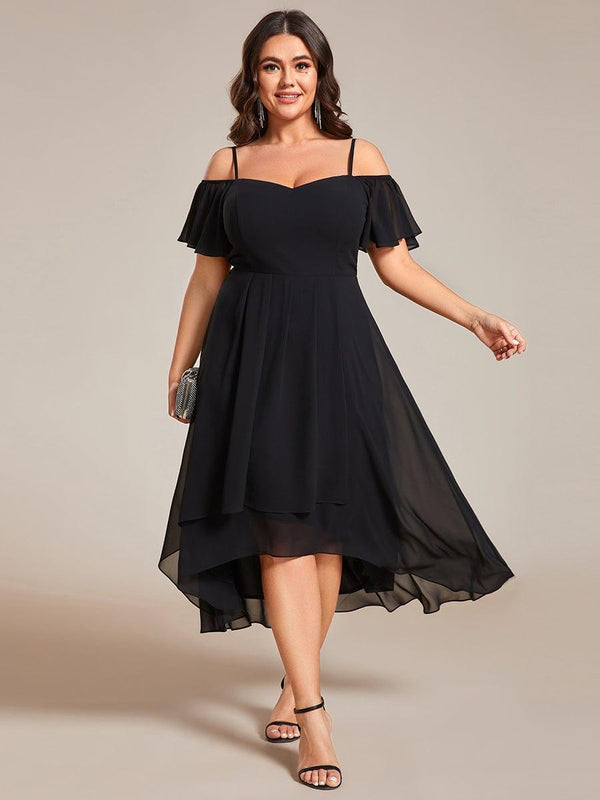 Plus Size Off-Shoulder High-Low Chiffon Wedding Guest Dresses