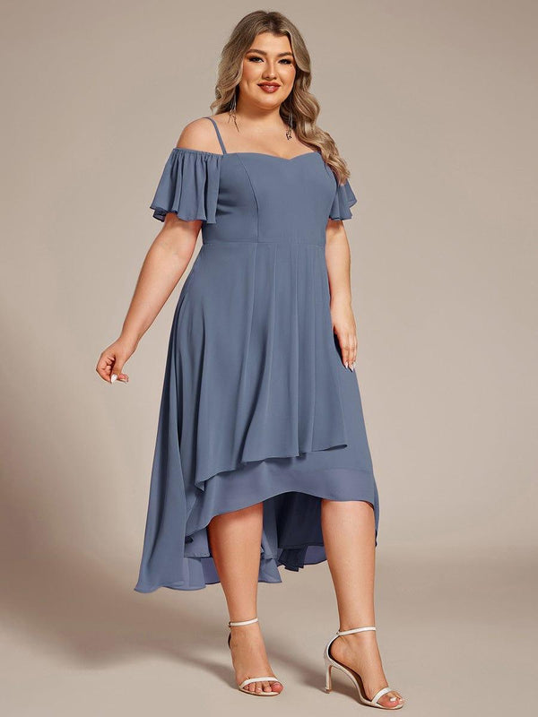 Plus Size Off-Shoulder High-Low Chiffon Wedding Guest Dresses