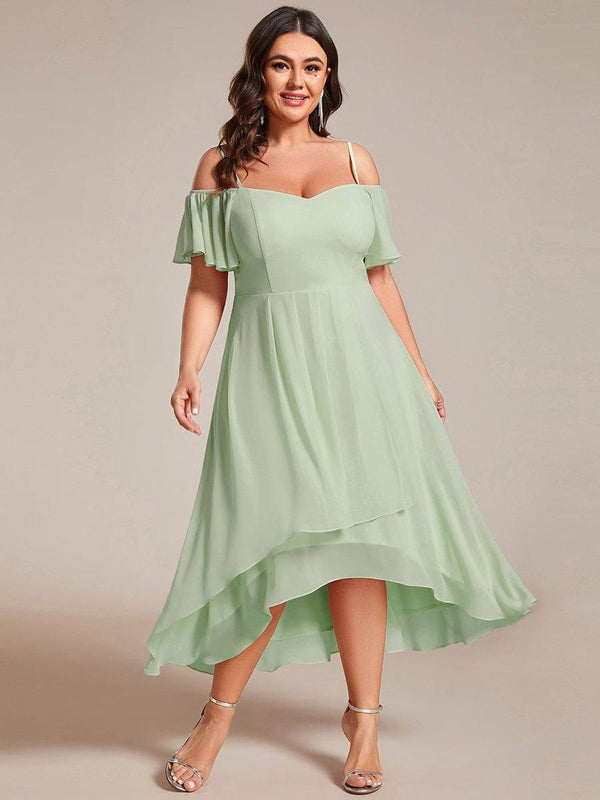 Plus Size Off-Shoulder High-Low Chiffon Wedding Guest Dresses