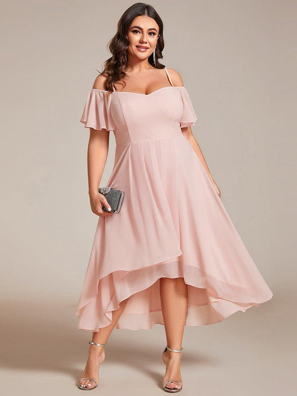 Plus Size Off-Shoulder High-Low Chiffon Wedding Guest Dresses