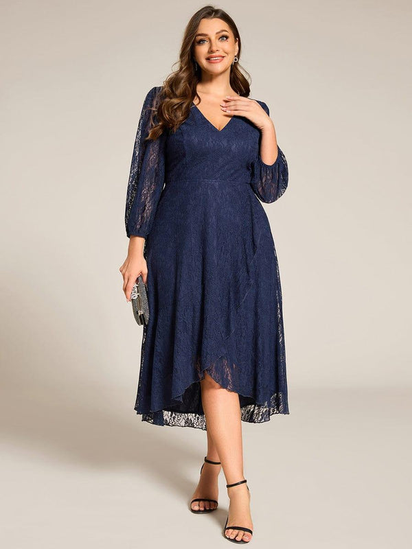 Plus Size High-Low Lace Wedding Guest Dress (Final Sale)