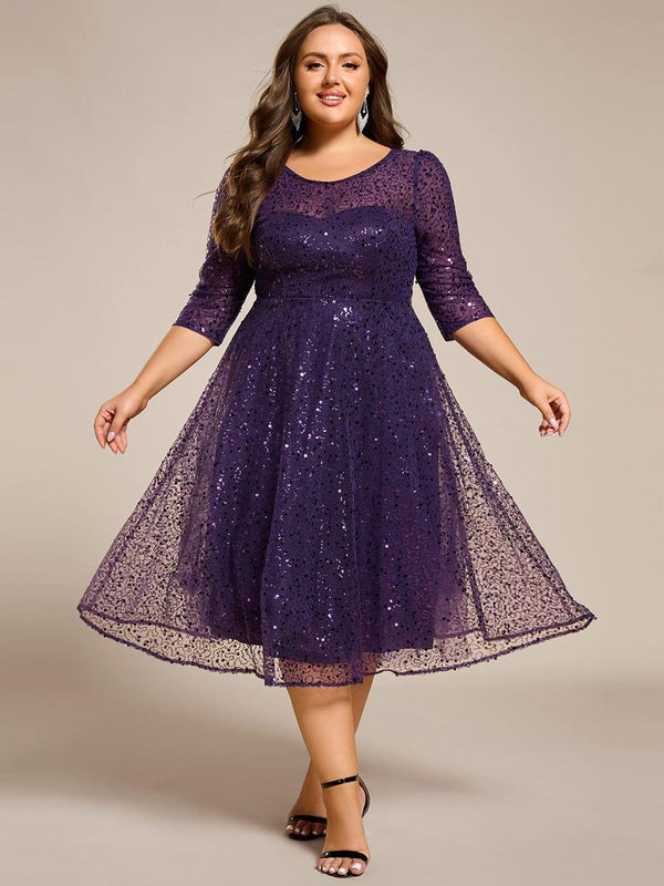 Dazzling Sequin A-Line Midi Wedding Guest Dress