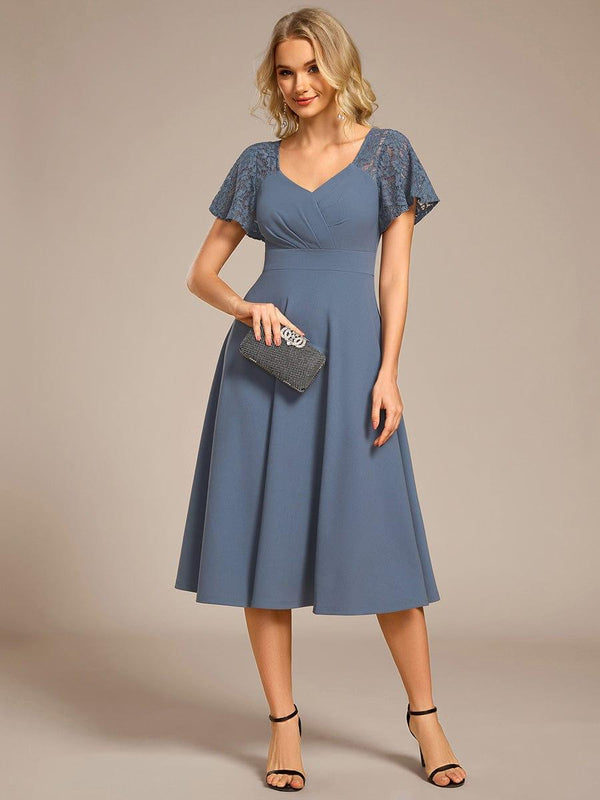 Hollow Out Midi Wedding Guest Dress With Pockets