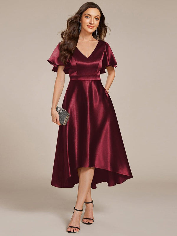 High-Low Satin Wedding Guest Dress