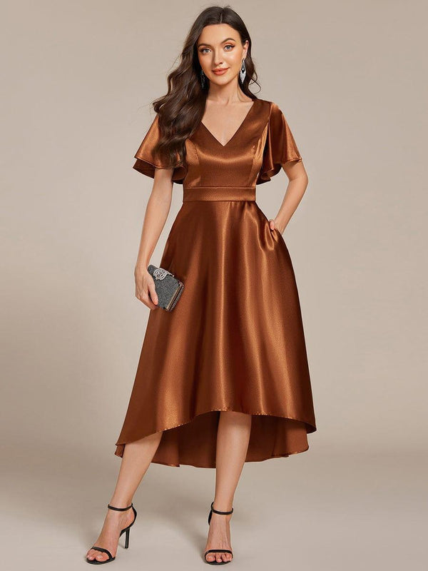 High-Low Satin Wedding Guest Dress