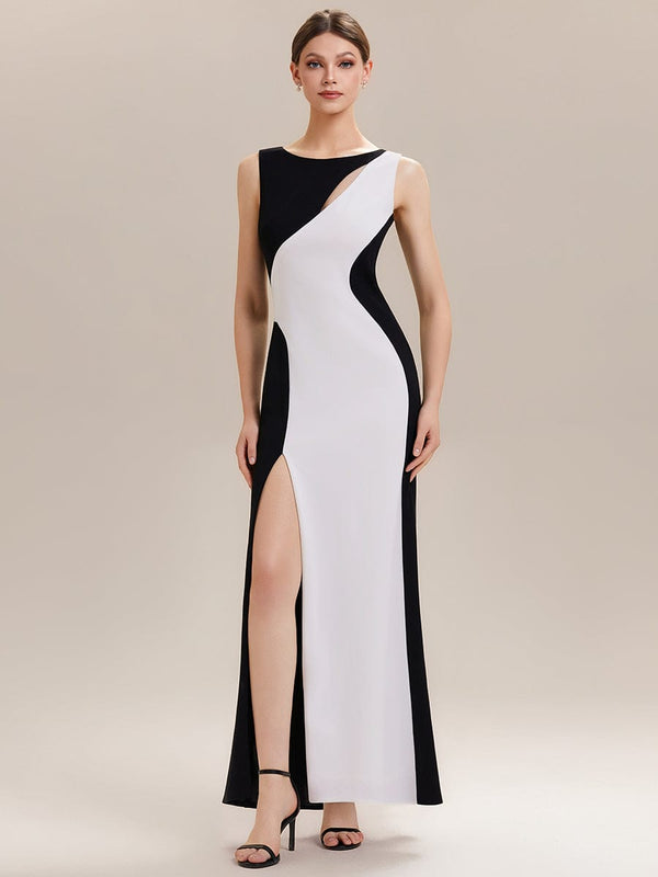 Cut-Out Detail Knit Sleeveless Dress